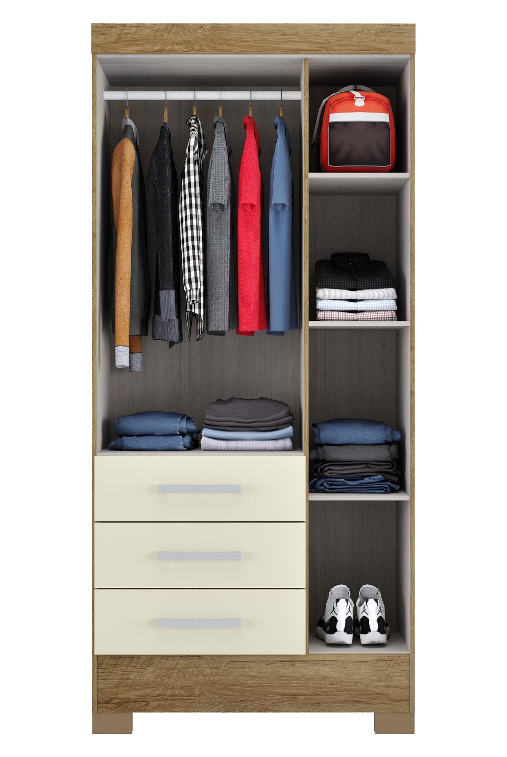 ALTAVISION - Closet Palmas Nature/White 3 Puertas 3 Cajones Altavisión