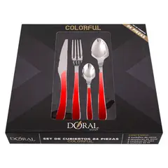 DORAL - Juego Cuchillería Colorful 24P-2Mm Rojo