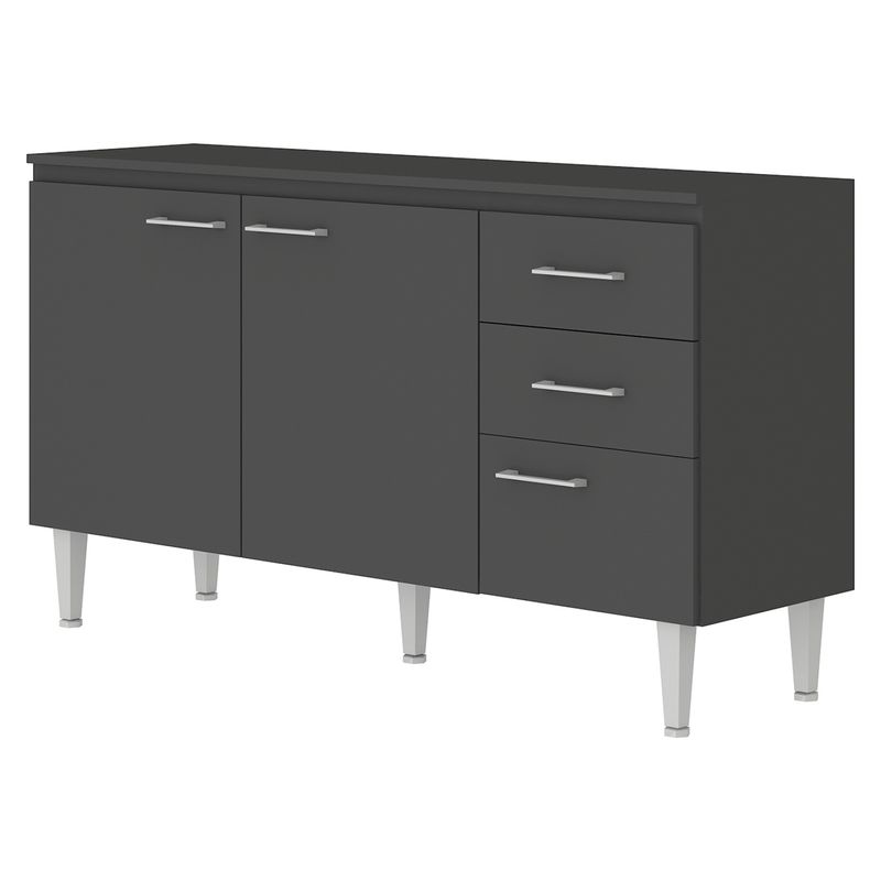 VEKKAHOME - Mueble De Cocina Base Opie Grafito 140 Cm Vekkahome
