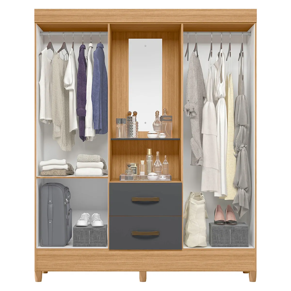 VEKKAHOME - Clóset 4 Puertas 2 Cajones Mobi Capelina Vekkahome