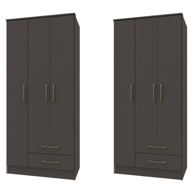 VEKKAHOME - Combo Pequim Dark 2 Closet 3 Puertas Vekkahome