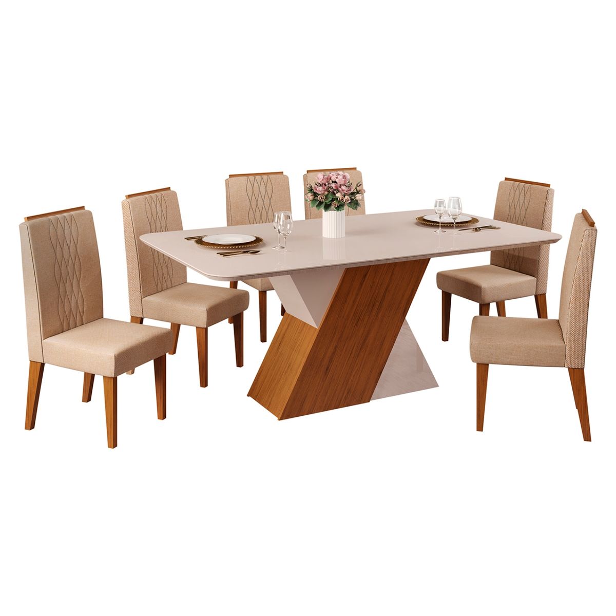 VEKKAHOME - Juego De Comedor Rubi Lia 6 Puestos Vekkahome