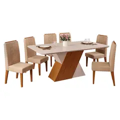 VEKKAHOME - Juego De Comedor Rubi Lia 6 Puestos