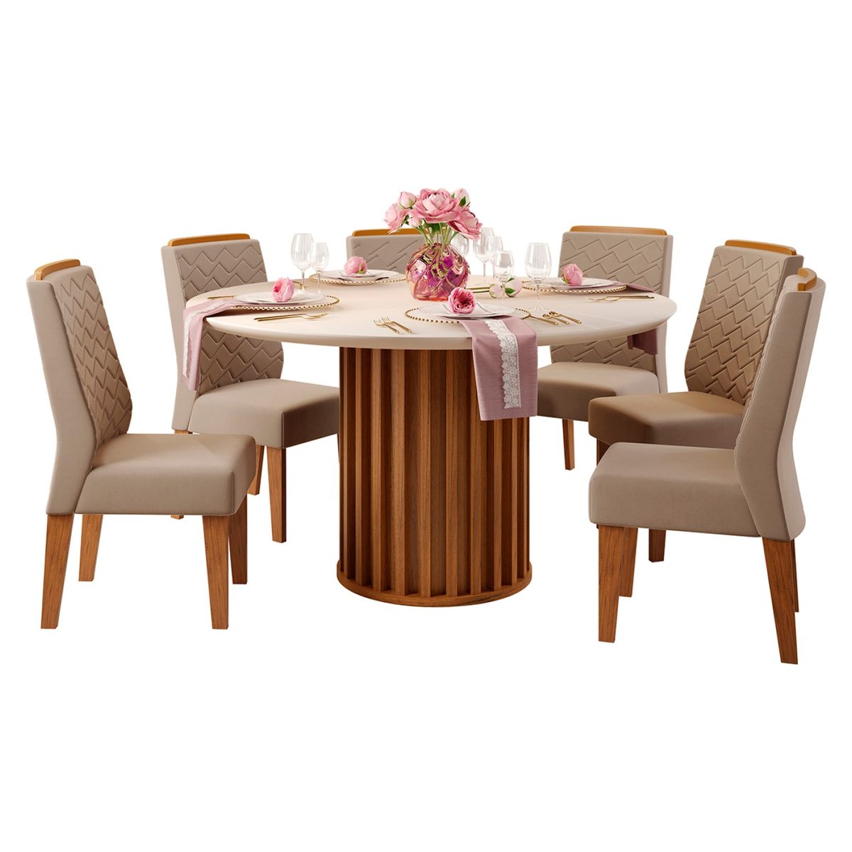VEKKAHOME - Juego De Comedor Viena Lidia 6 Sillas Vekkahome