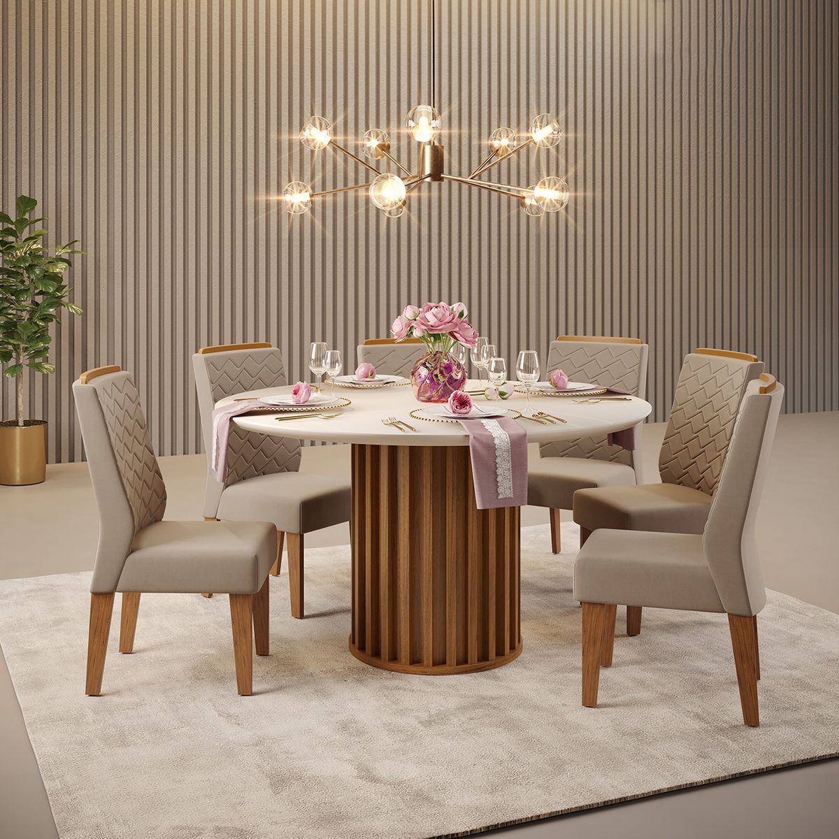 VEKKAHOME - Juego De Comedor Viena Lidia 6 Sillas Vekkahome