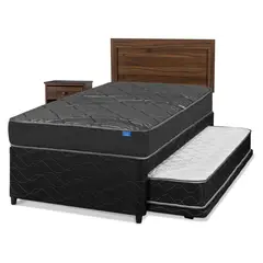 FLEX - Cama Nido Black 1.5 Plazas + Respaldo + 1 Velador