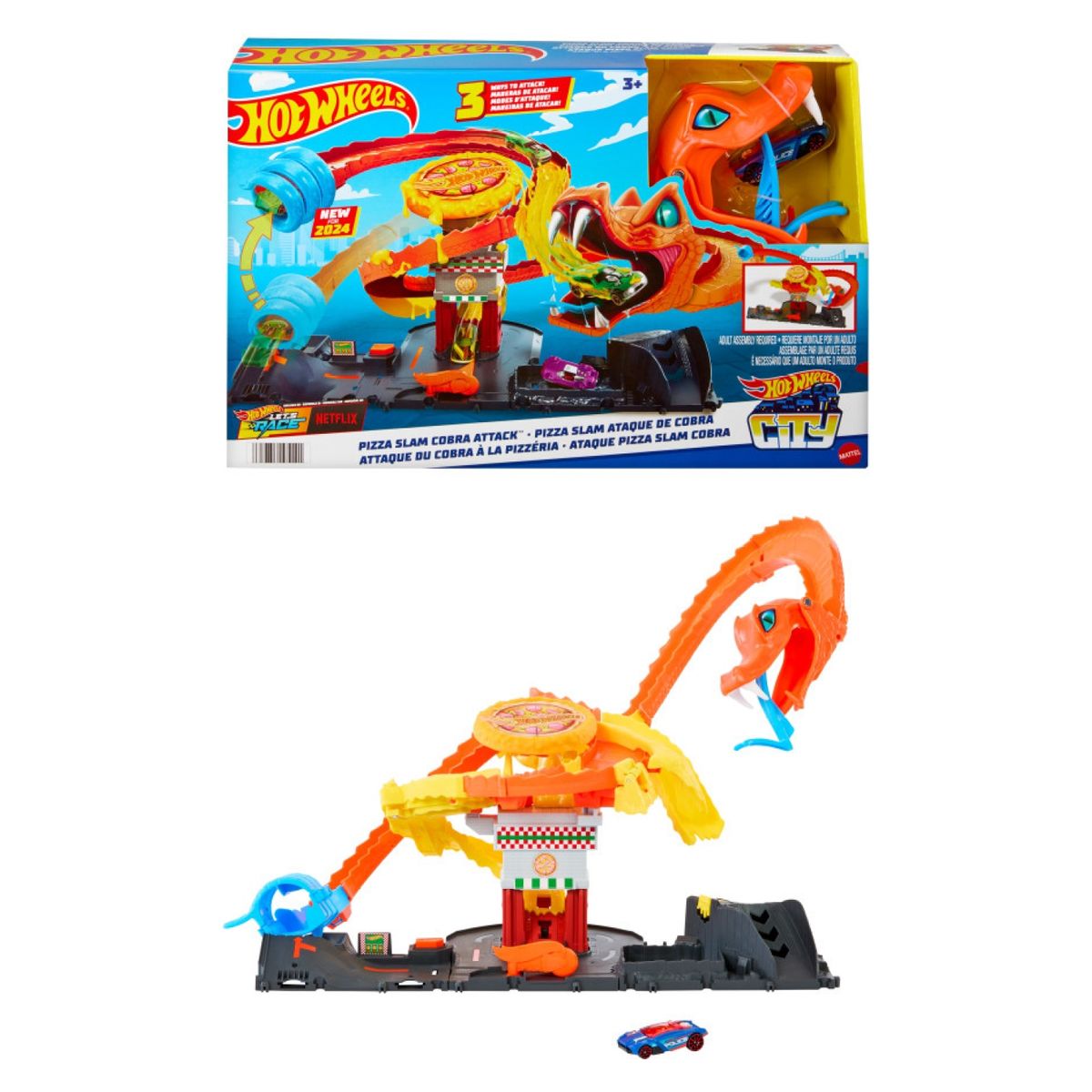 HOT WHEELS - Pista de Autos - Pizza Slam Ataque de Cobra Hot Wheels