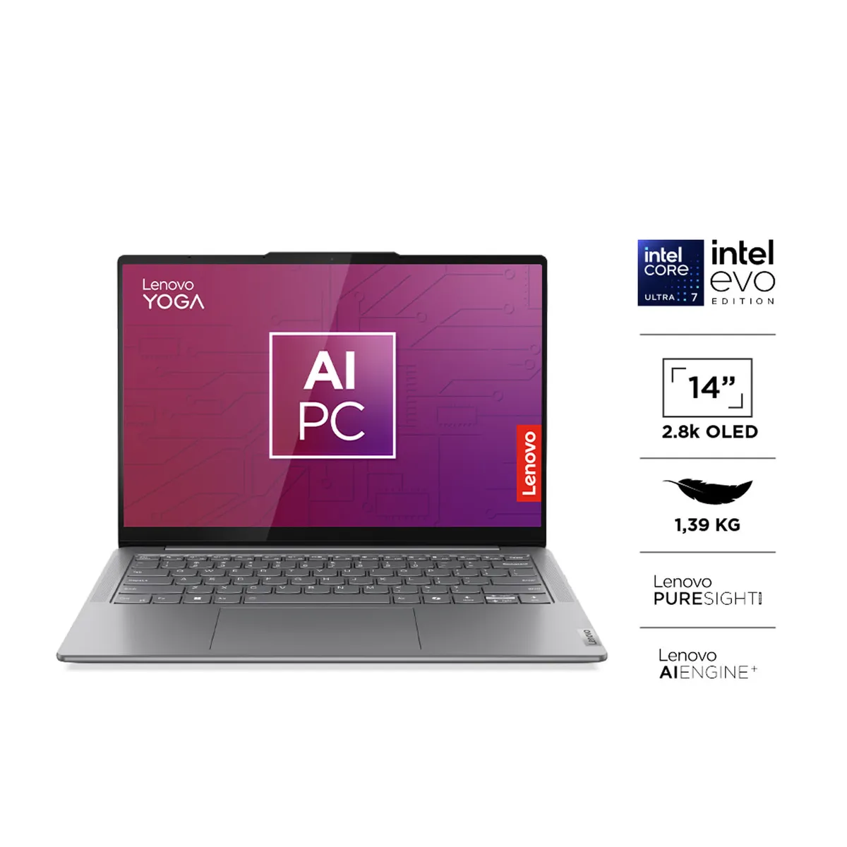 LENOVO - Yoga Slim 7 Gen 9 Core Ultra 7 155H 16GB+1TB 14" WUXGA OLED ARC Graphics + Intel EVO + Luna Grey Lenovo