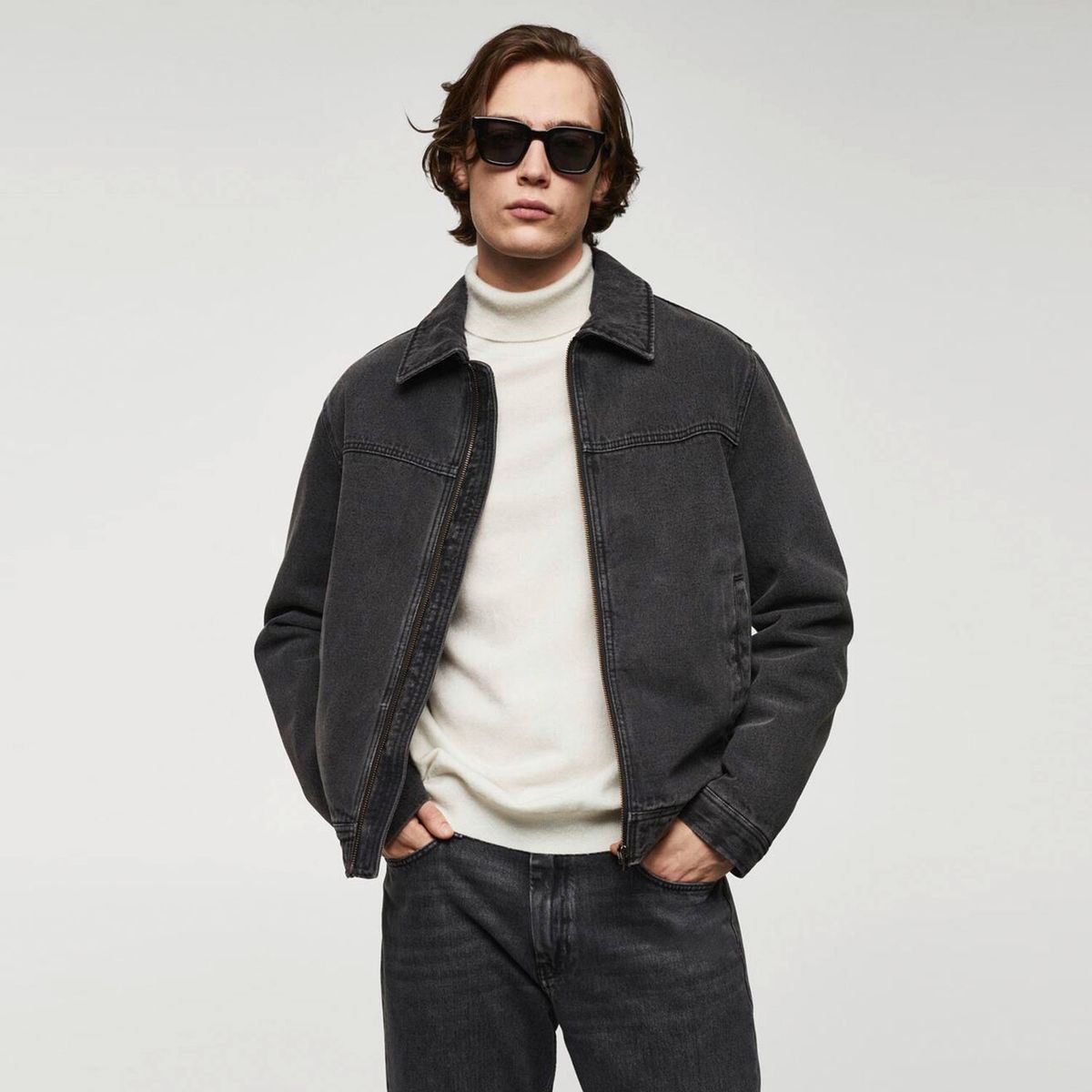 MANGO MAN - Chaqueta Denim Borreguito Hombre Mango Man