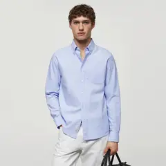 MANGO MAN - Camisa Regular Fit Oxford Algodón Hombre