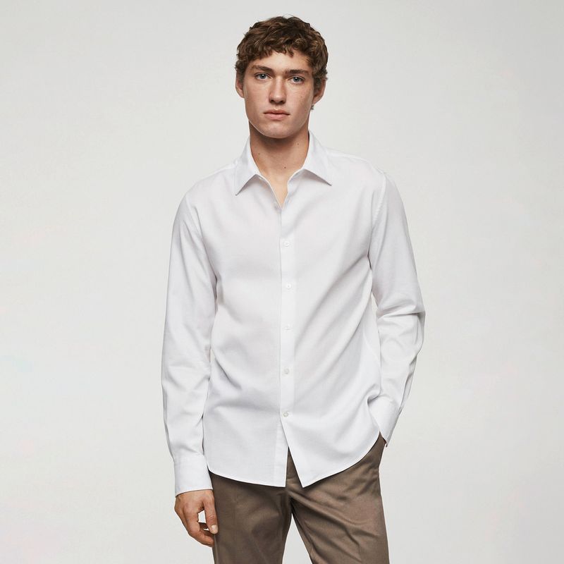 MANGO MAN - Camisa Slim Fit Algodón Estructura Hombre Mango Man