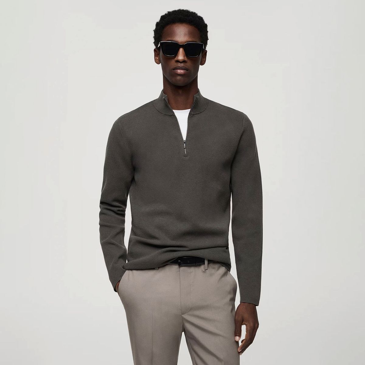 MANGO MAN - Sweater Cuello Perkins Cremallera Hombre Mango Man