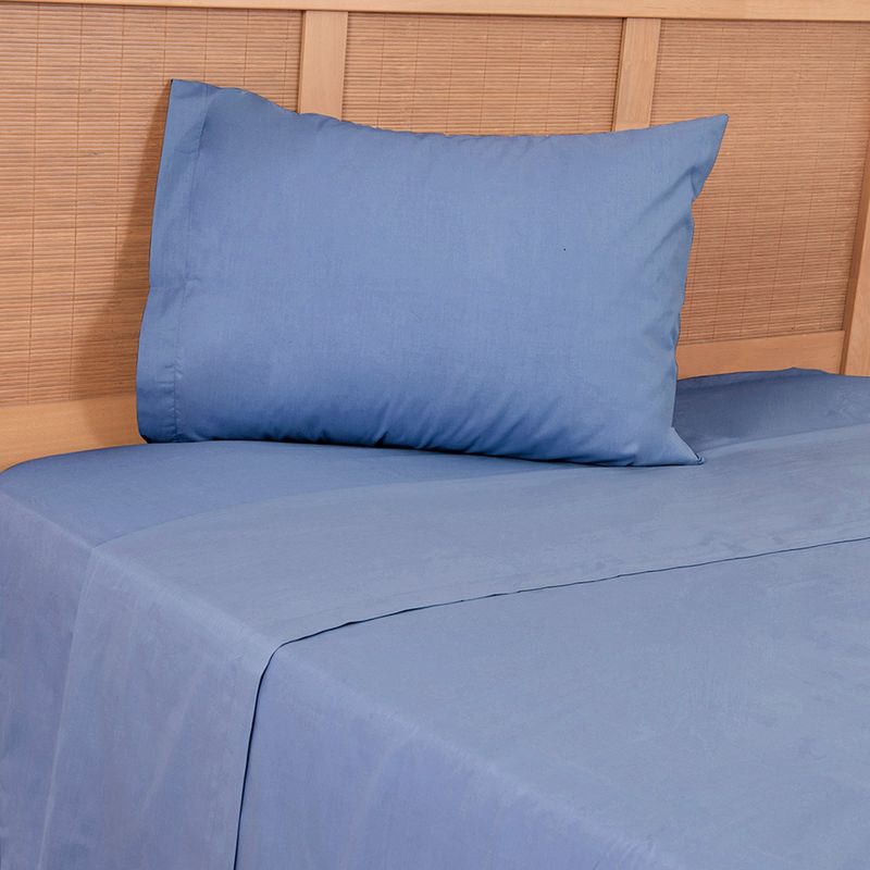 MASHINI - Sábana lisa 180 Hilos 15 P Azul Mashini
