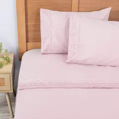 PLUMETTI - Sábana Mf Broderie 2 Plazas Rosado