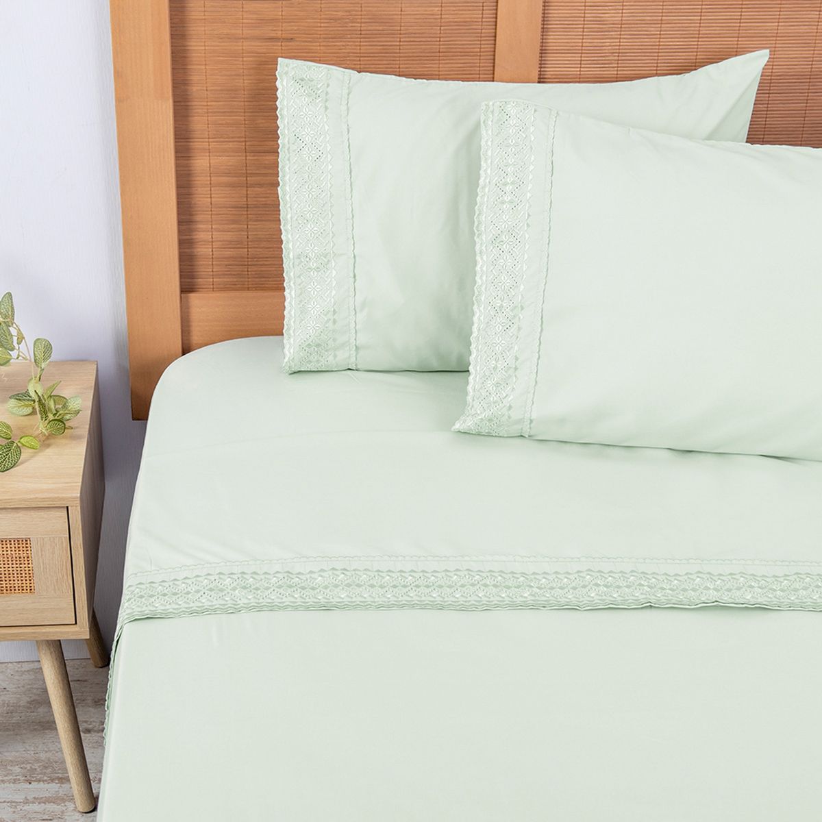 PLUMETTI - Sábana Mf Broderie 2 Plazas Verde Plumetti