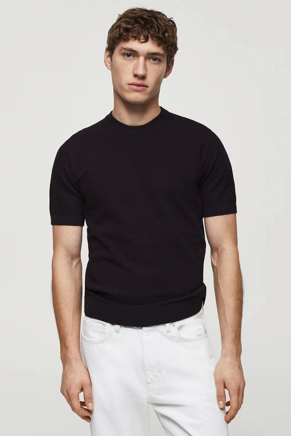 MANGO MAN - Polera Punto Algodón Estructura Hombre Mango Man
