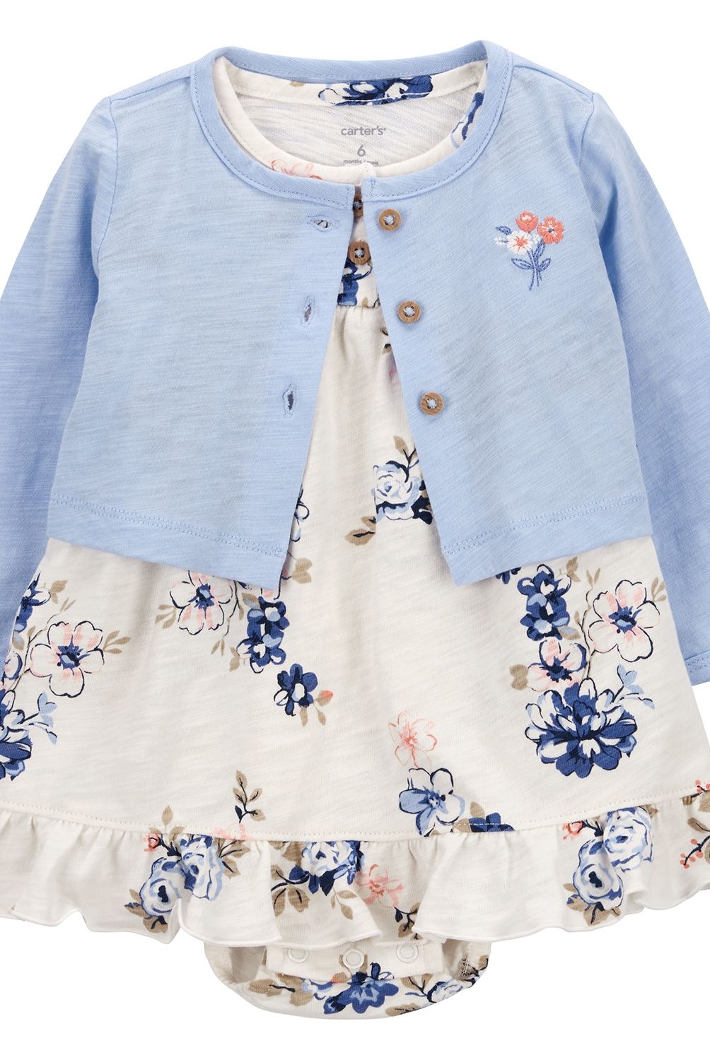 CARTER'S - Conjunto 2 Piezas Vestido con Cubre Pañal  y Chaleco Bebé Niña Carter's