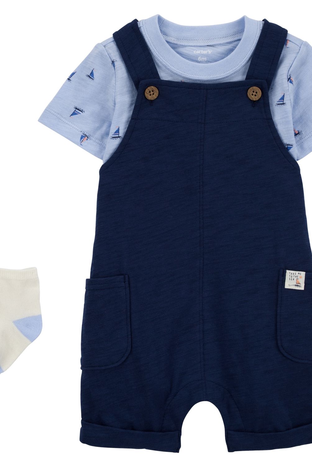 CARTER'S - Conjunto 3 Piezas Polera, Jardinera y Calcetines Bebé Niño Carter's