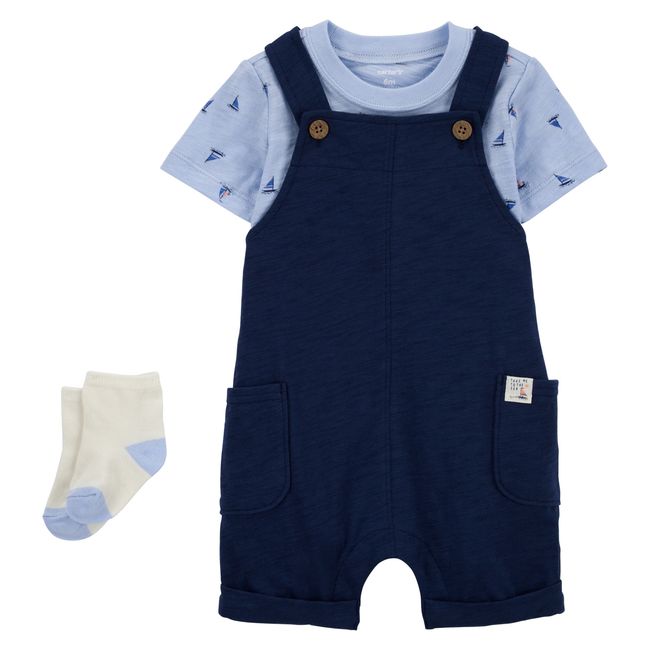 CARTER'S - Conjunto 3 Piezas Polera, Jardinera y Calcetines Bebé Niño Carter's