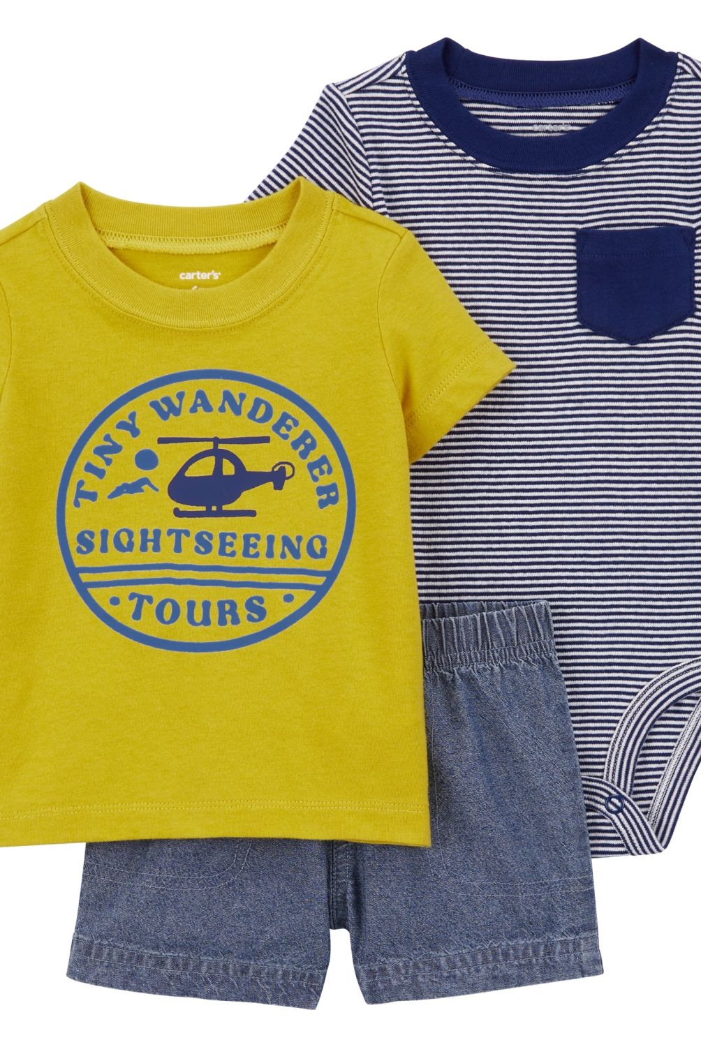 CARTER'S - Conjunto 3 Piezas Polera, Body y Short Bebé Niño Carter's