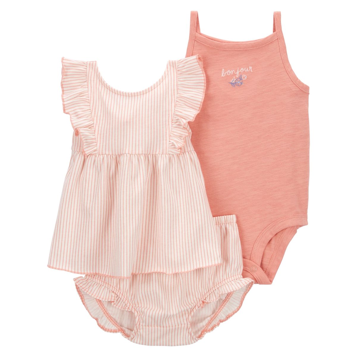 CARTER'S - Conjunto 3 Piezas Blusa, Body y Short Bombacho Bebé Niña Carter's