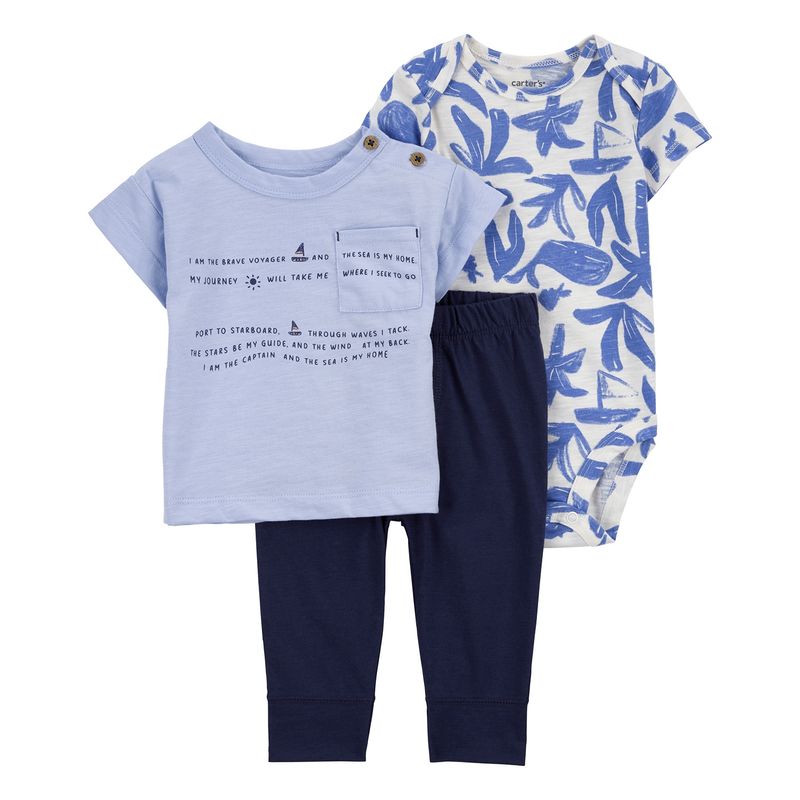 CARTER'S - Conjunto 3 Piezas Polera, Body y Pantalon Bebé Niño Carter's