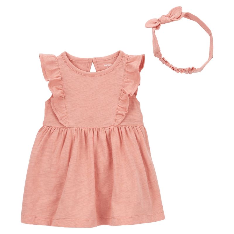 CARTER'S - Conjunto 2 Piezas Vestido Con Cubre Pañal y Cintillo  Bebé Niña Carter's