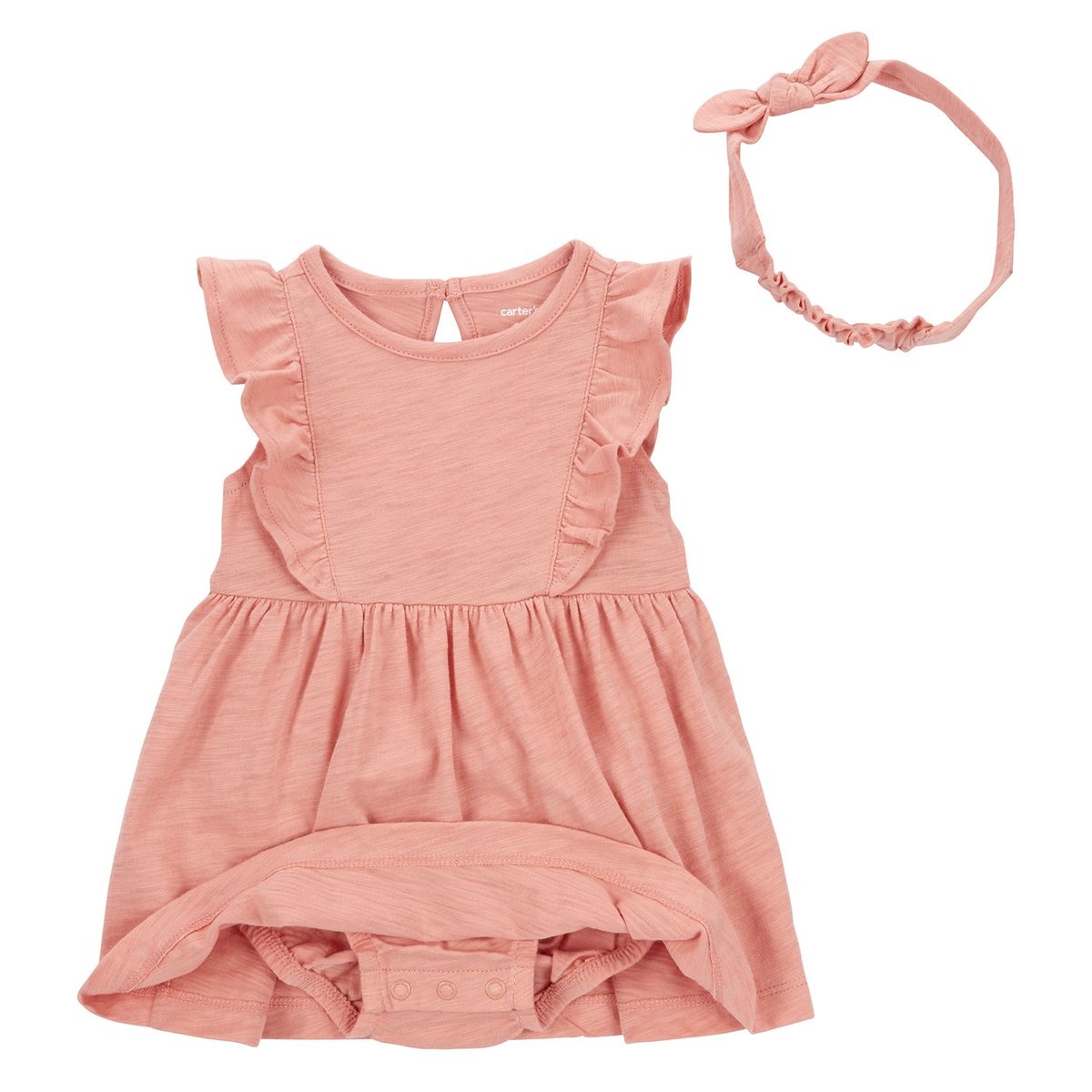 CARTER'S - Conjunto 2 Piezas Vestido Con Cubre Pañal y Cintillo  Bebé Niña Carter's