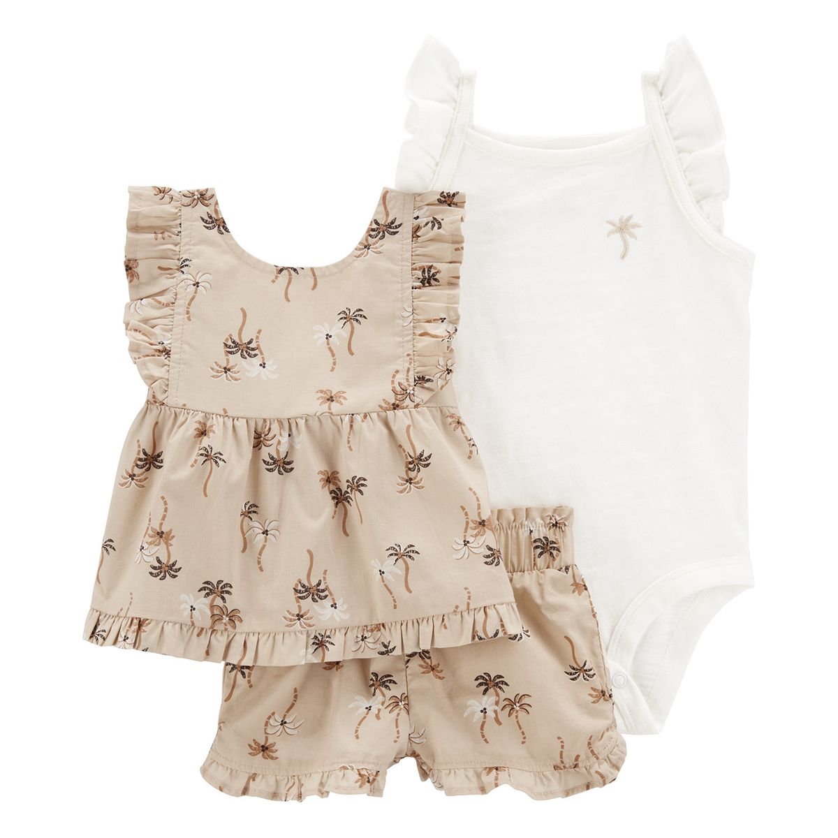 CARTER'S - Conjunto 3 Piezas Blusa, Body y Short Bebé Niña Carter's