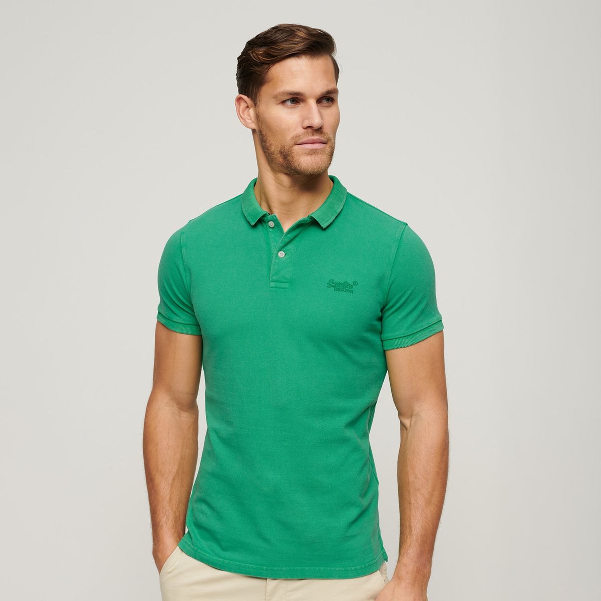 SUPERDRY - Polera Pique Manga Corta Slim Fit Hombre Superdry