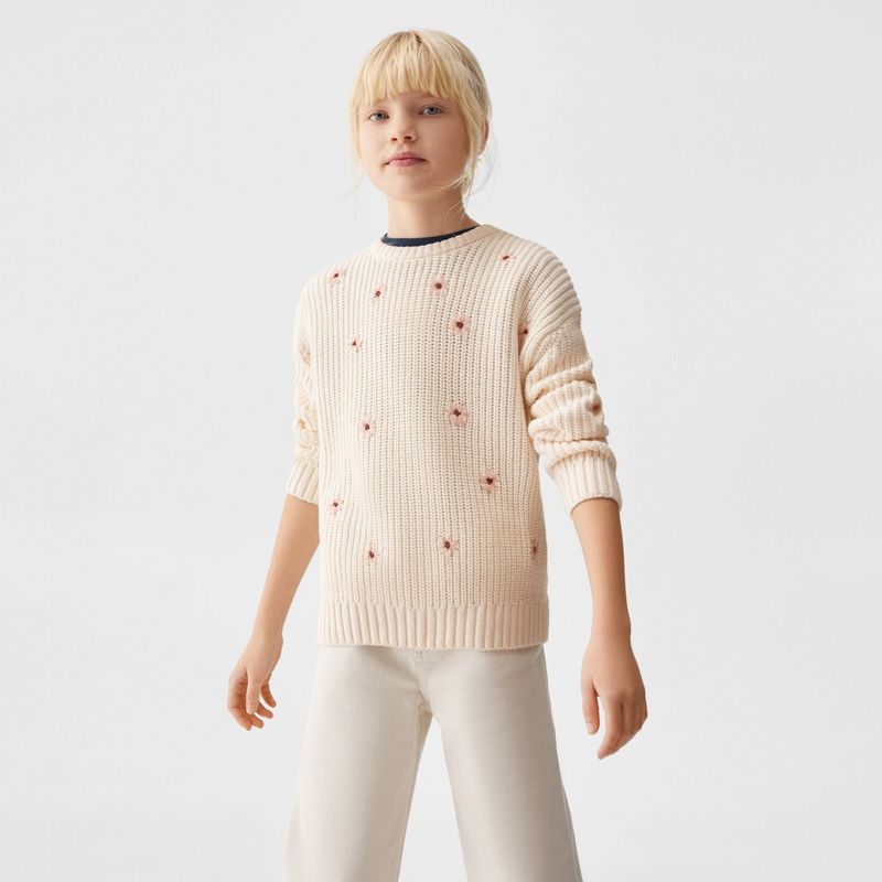 MANGO KIDS - Sweater Bordado Floral Niña Mango Kids