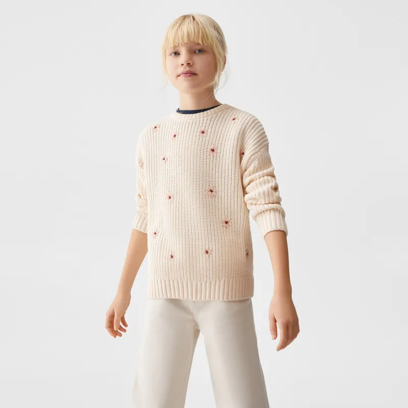 MANGO KIDS - Sweater Bordado Floral Niña Mango Kids