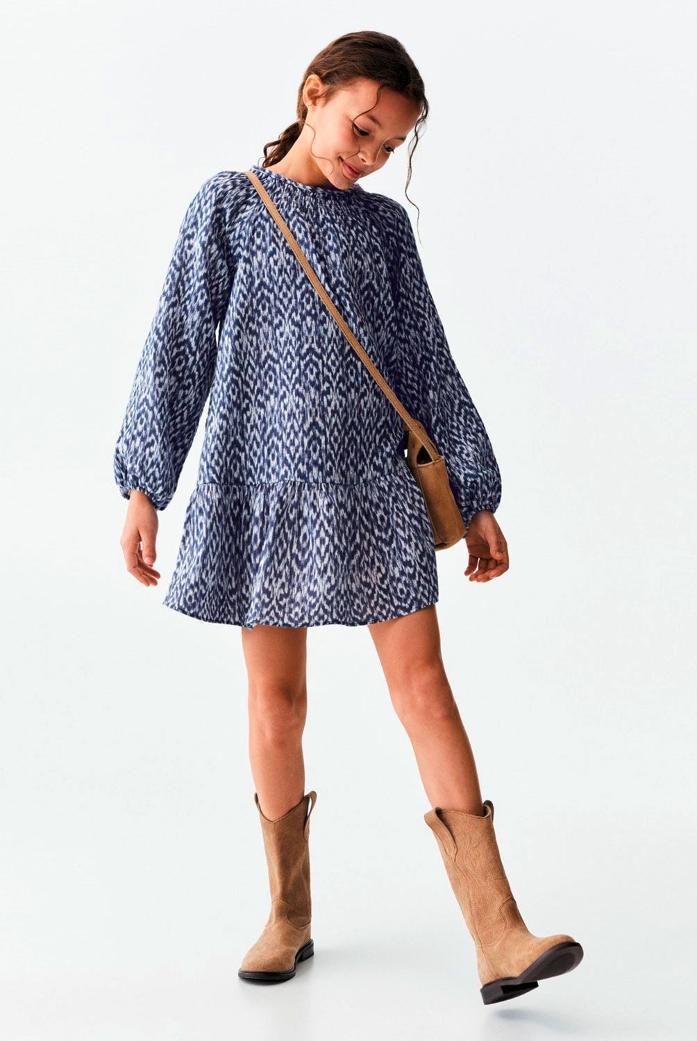 MANGO KIDS - Vestido Algodón Estampado Niña Mango Kids