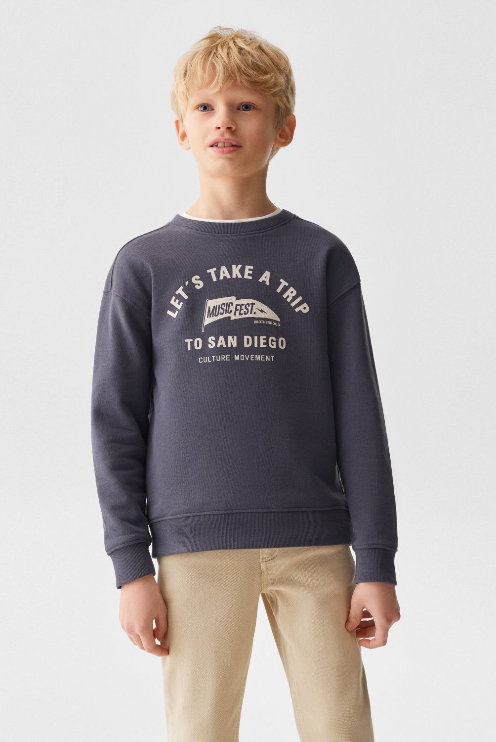 MANGO KIDS - Poleron Algodón Mensaje Niño Mango Kids