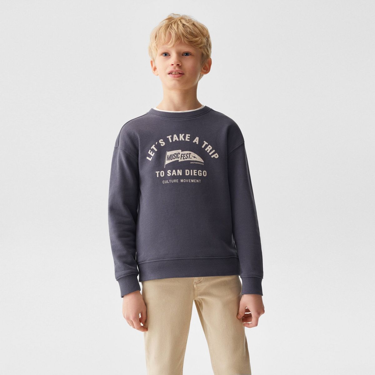 MANGO KIDS - Poleron Algodón Mensaje Niño Mango Kids