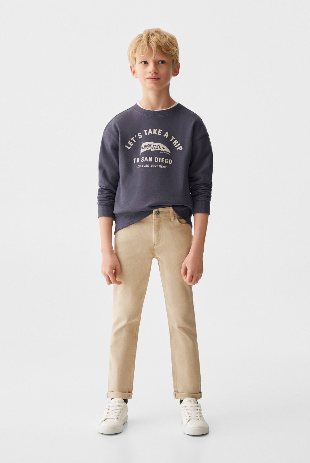 MANGO KIDS - Poleron Algodón Mensaje Niño Mango Kids