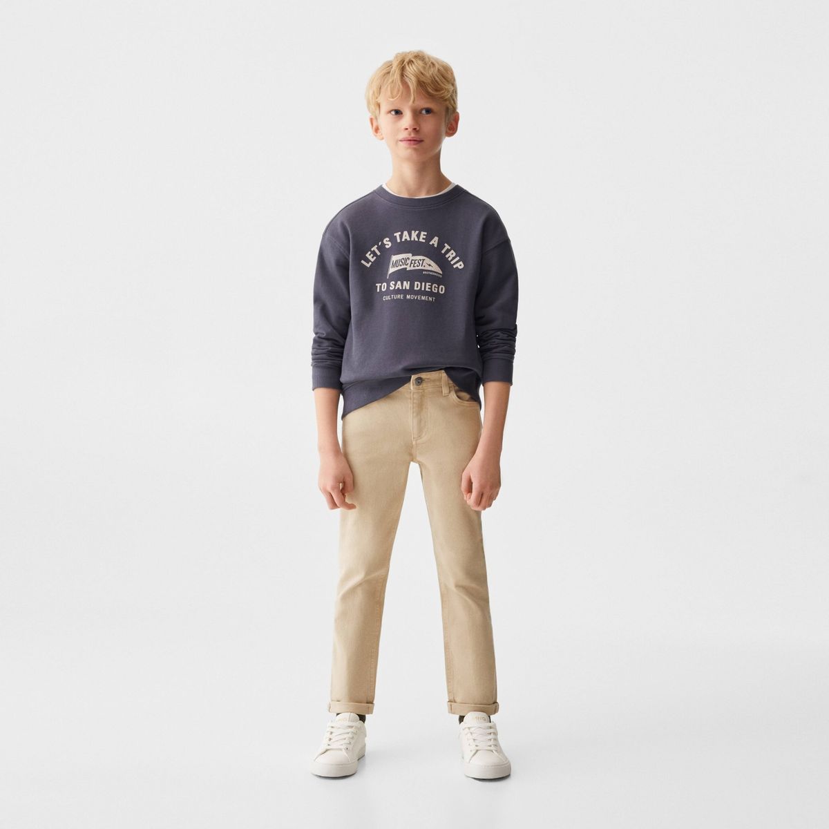 MANGO KIDS - Poleron Algodón Mensaje Niño Mango Kids