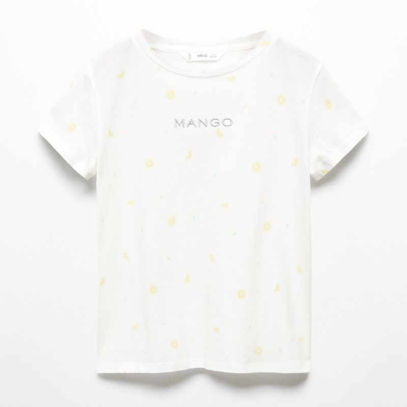 MANGO KIDS - Polera Mango Kids Logo Manga Corta para Niña
