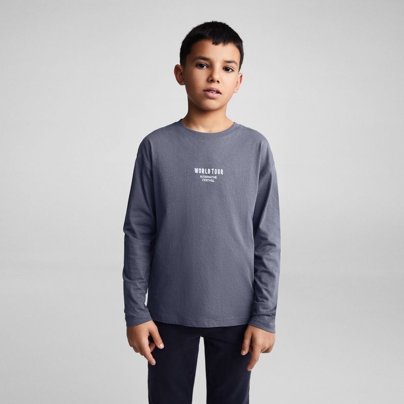 MANGO KIDS - Polera Mensaje Estampado Niño Mango Kids