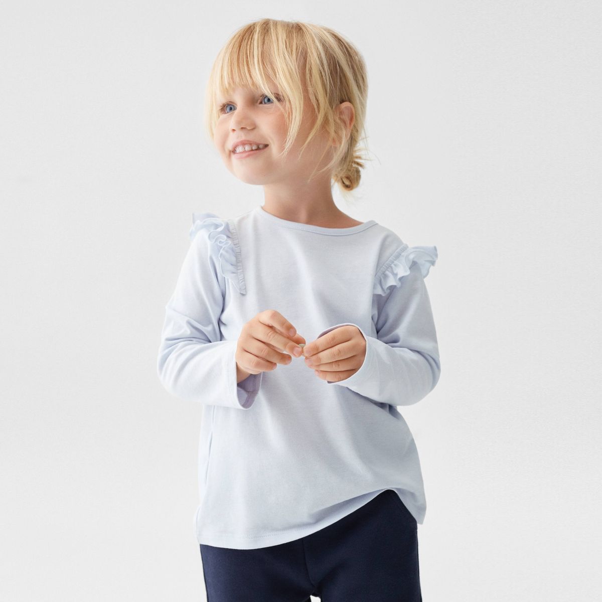 MANGO KIDS - Polera Manga Larga Volantes Bebé Niña Mango Kids