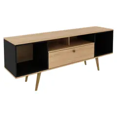 TECNOMOBILI - Rack Almendra/Negro 1 Puerta