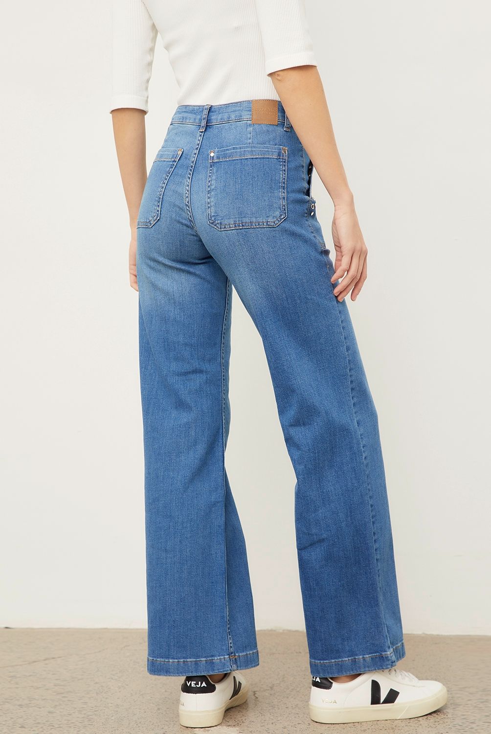 BROWNIE - Jeans Anchos Tachas Mujer Brownie
