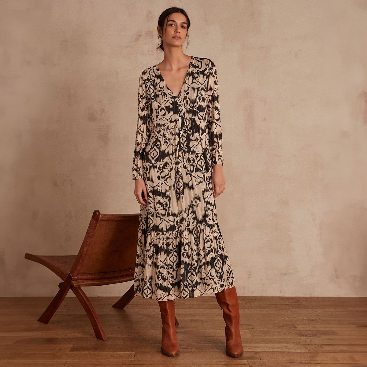 MAISON 123 - Vestido Manga Larga Estampado Mujer Maison 123