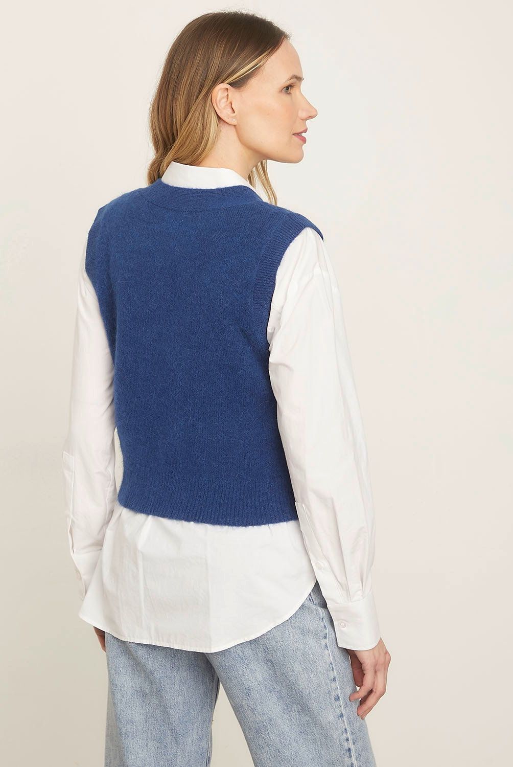 MAISON 123 - Sweater Sin Mangas Botones Mujer 123