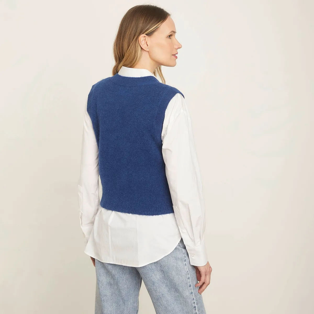 MAISON 123 - Sweater Sin Mangas Botones Mujer 123