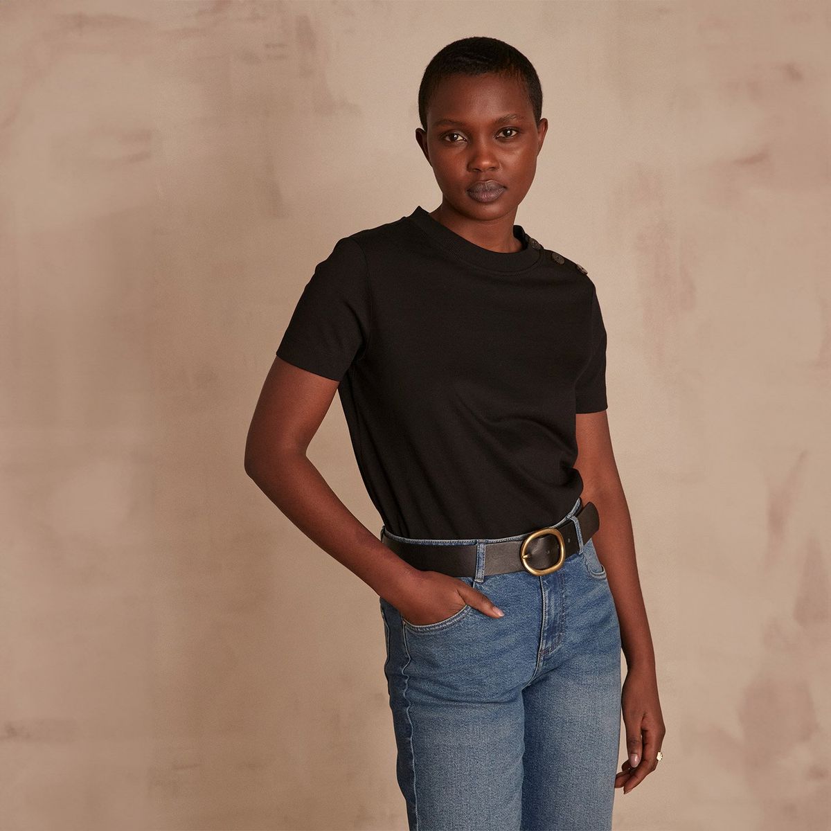 MAISON 123 - Polera Hombros Abotonados Algodón Mujer Maison 123