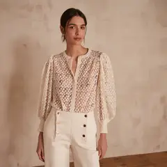 MAISON 123 - Blusa Broderie Mujer