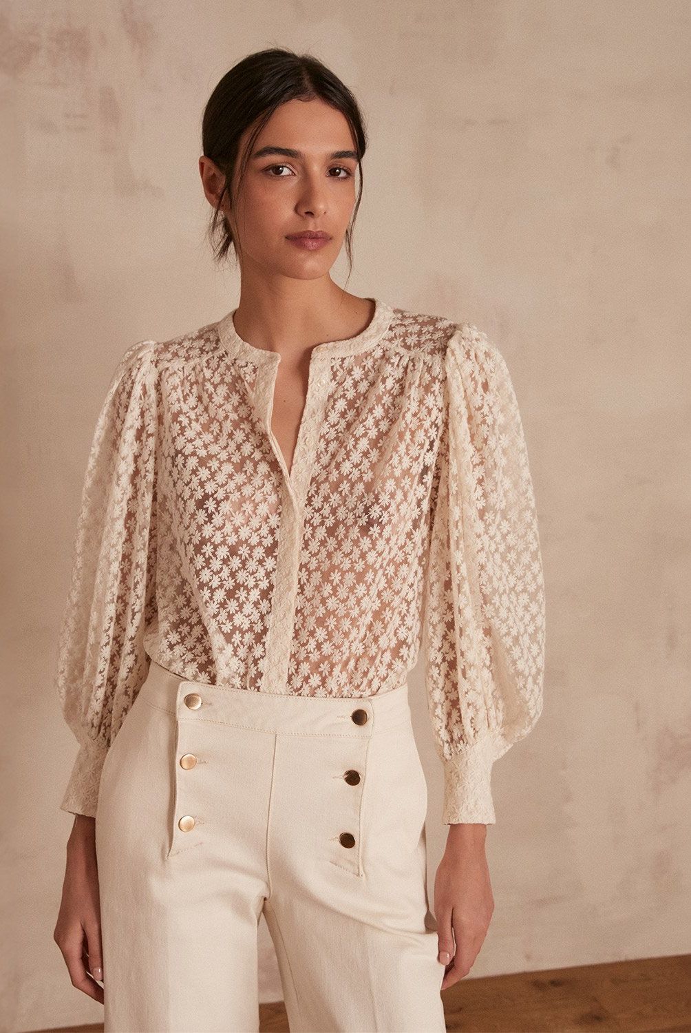 MAISON 123 - Blusa Broderie Mujer Maison 123