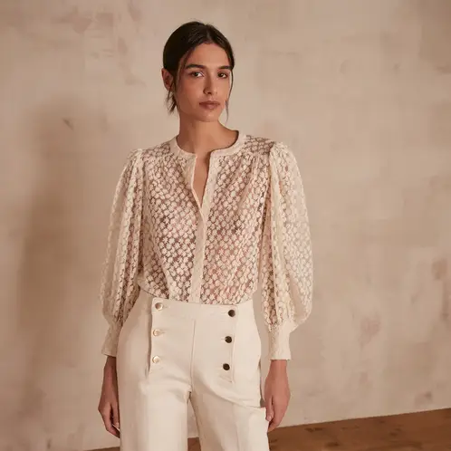 MAISON 123 - Blusa Broderie Mujer