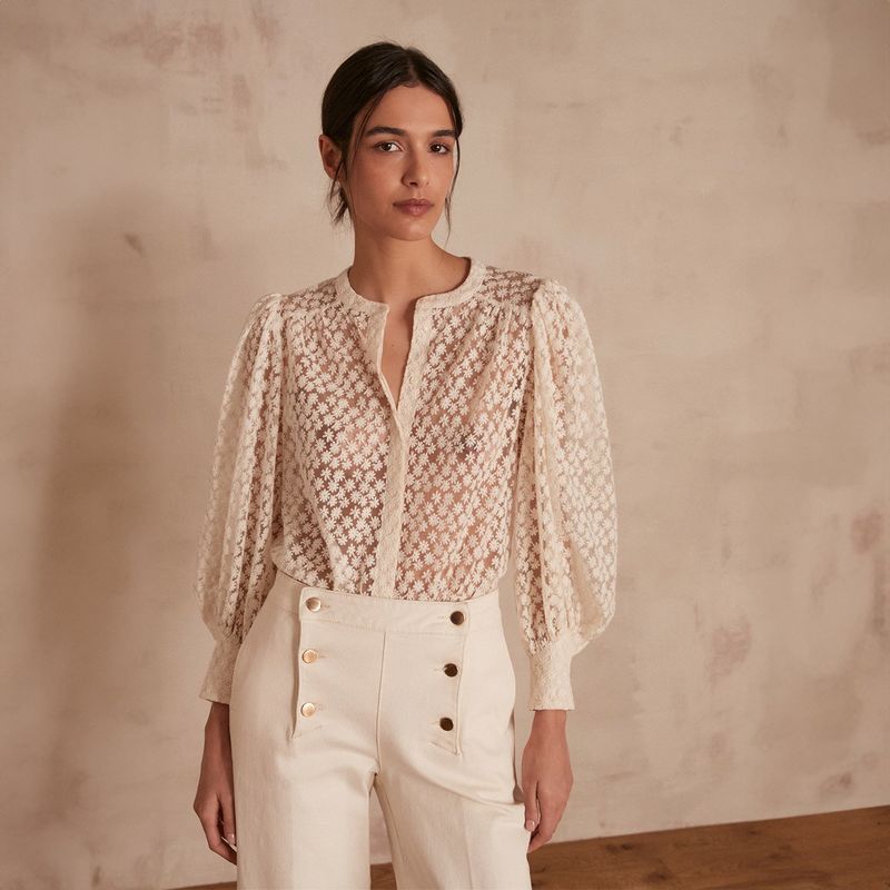 MAISON 123 - Blusa Broderie Mujer Maison 123
